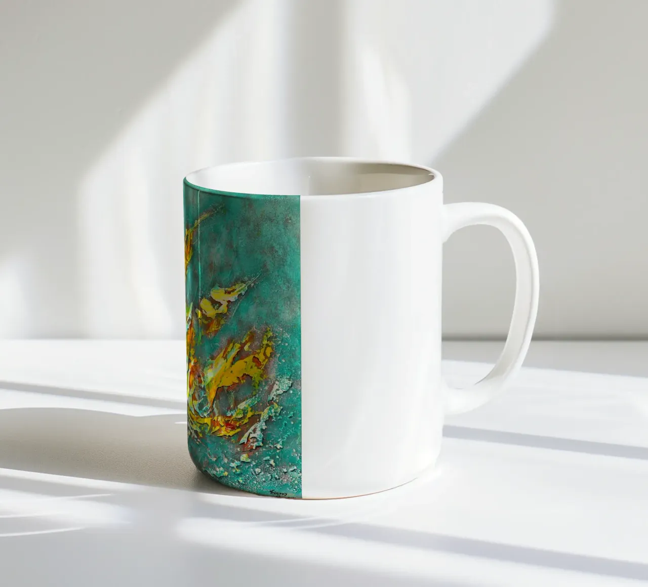 Genieße das Leben, das Leben wird dich lieben. Keramik Tasse von Thierry Vobmann Abstract painting