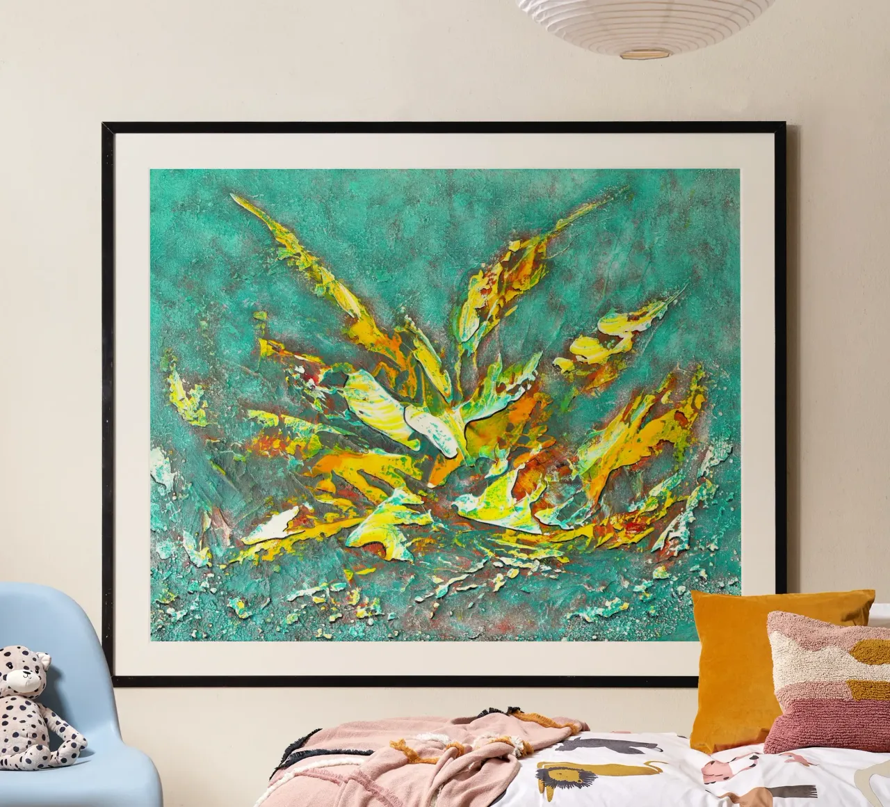 Godetevi la vita, la vita vi amerà. poster con telaio in legno da Thierry Vobmann Abstract painting