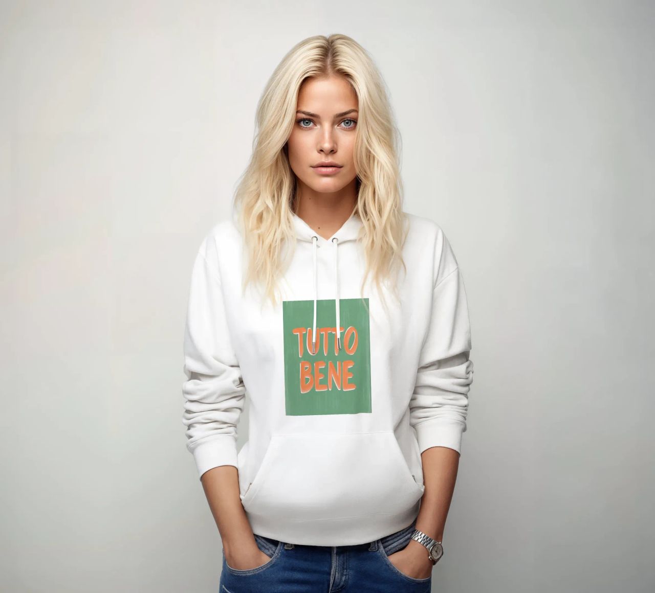 Tutto Bene, positive Vibes felpa con cappuccio da Carinaprint