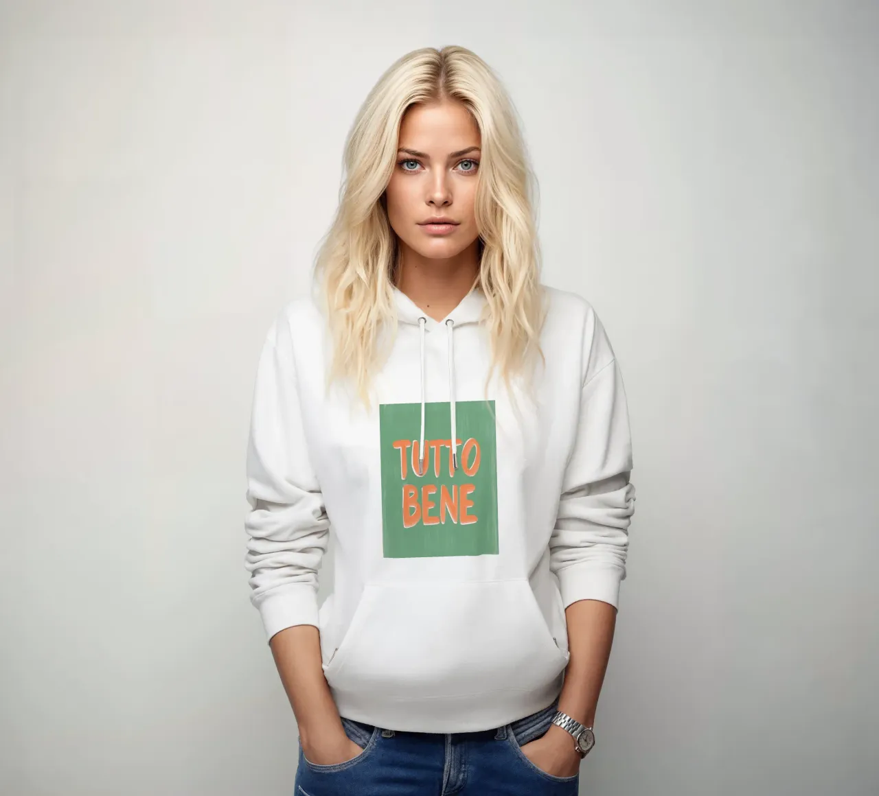 Tutto Bene, positive Vibes felpa con cappuccio da Carinaprint