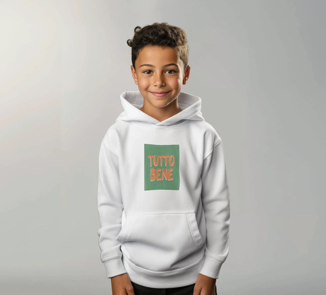 Tutto Bene, positive Vibes felpa bambino con cappuccio da Carinaprint