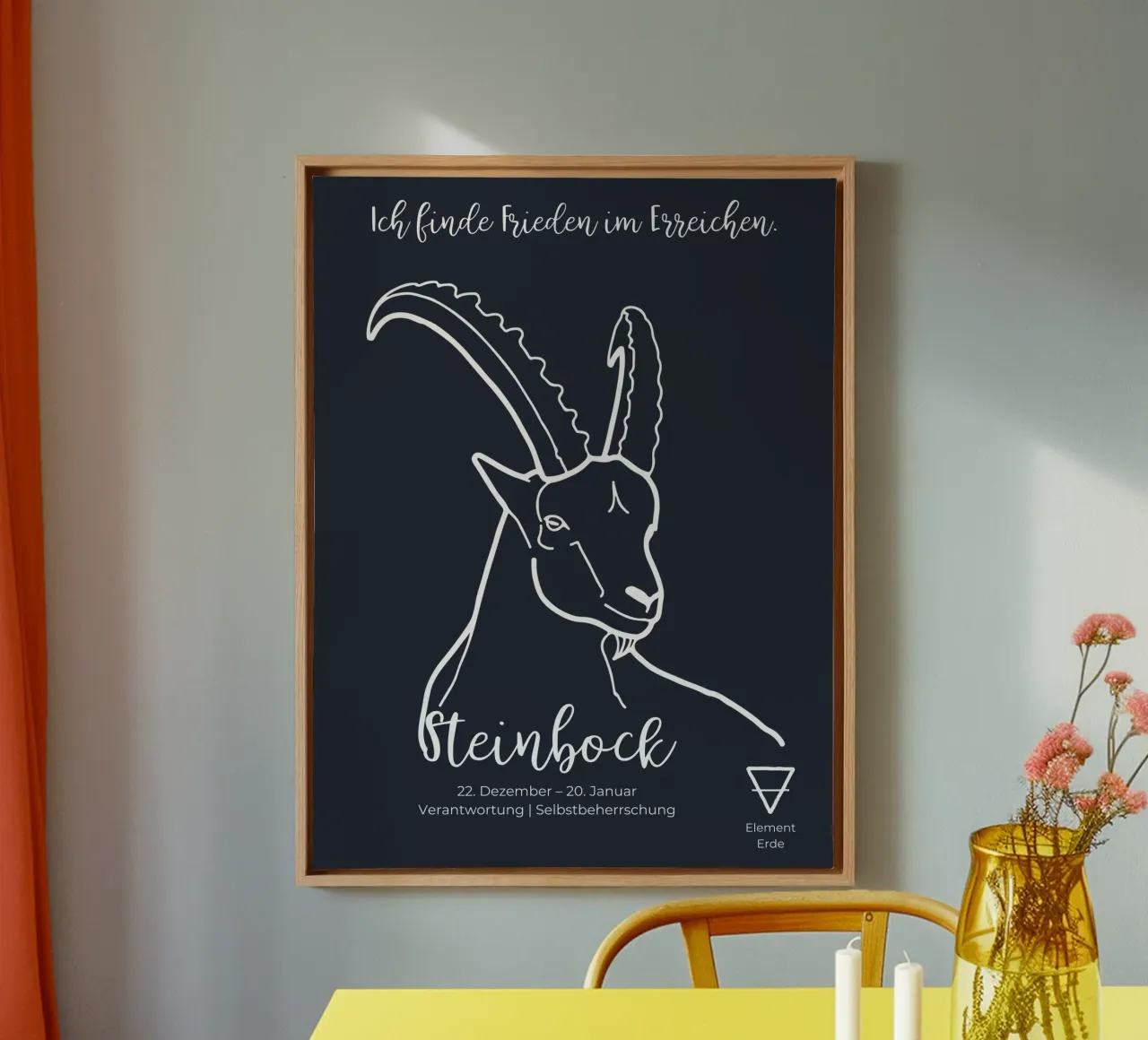 Steinbock (22. Dezember – 20. Januar) Leinwand mit Schattenfugenrahmen von astrobrille