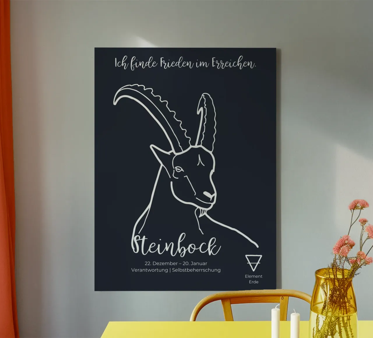 Steinbock (22. Dezember – 20. Januar) Leinwand mit Schattenfugenrahmen von astrobrille