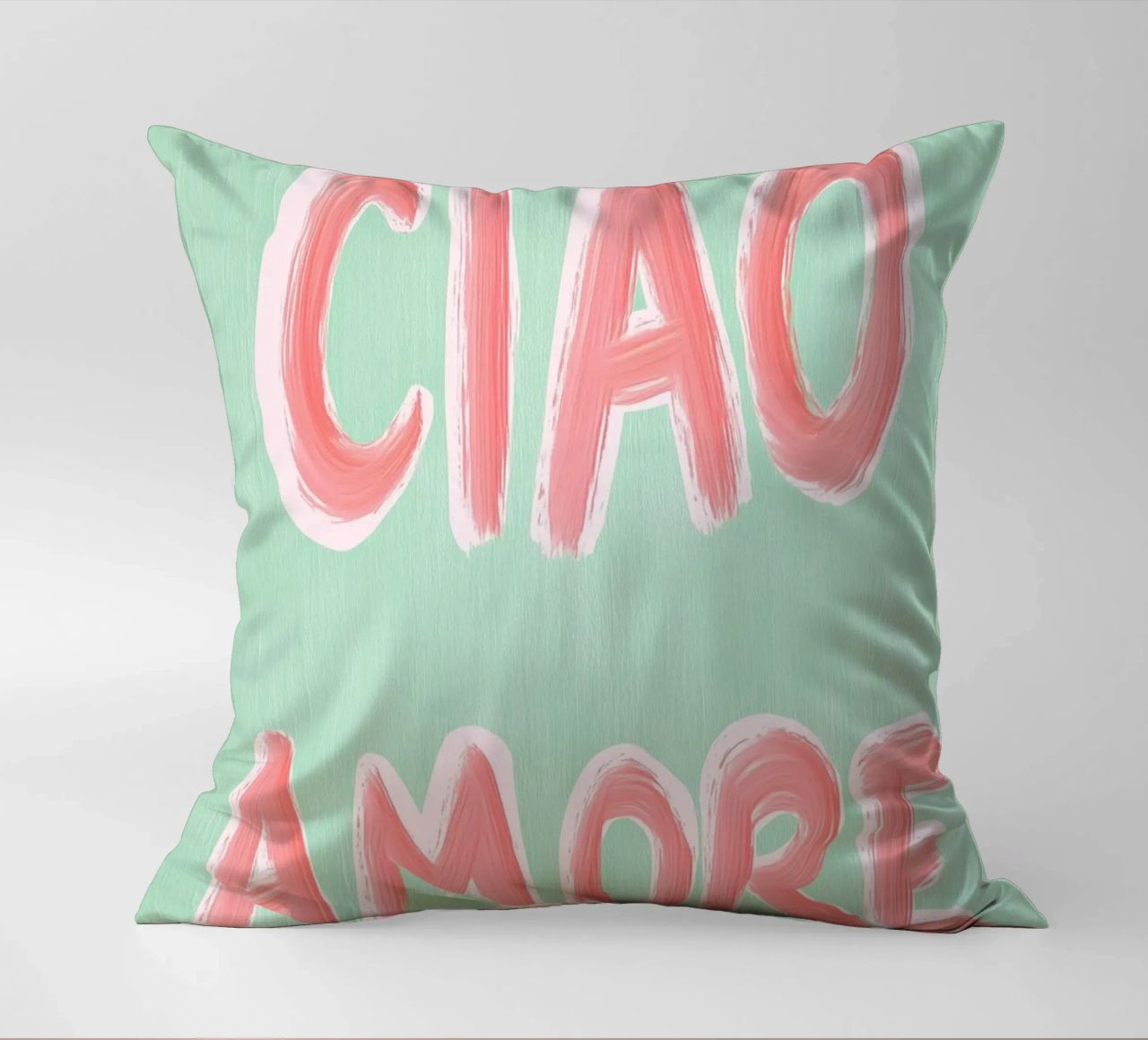 Ciao Amore, rosa Liebe cuscino da Carinaprint