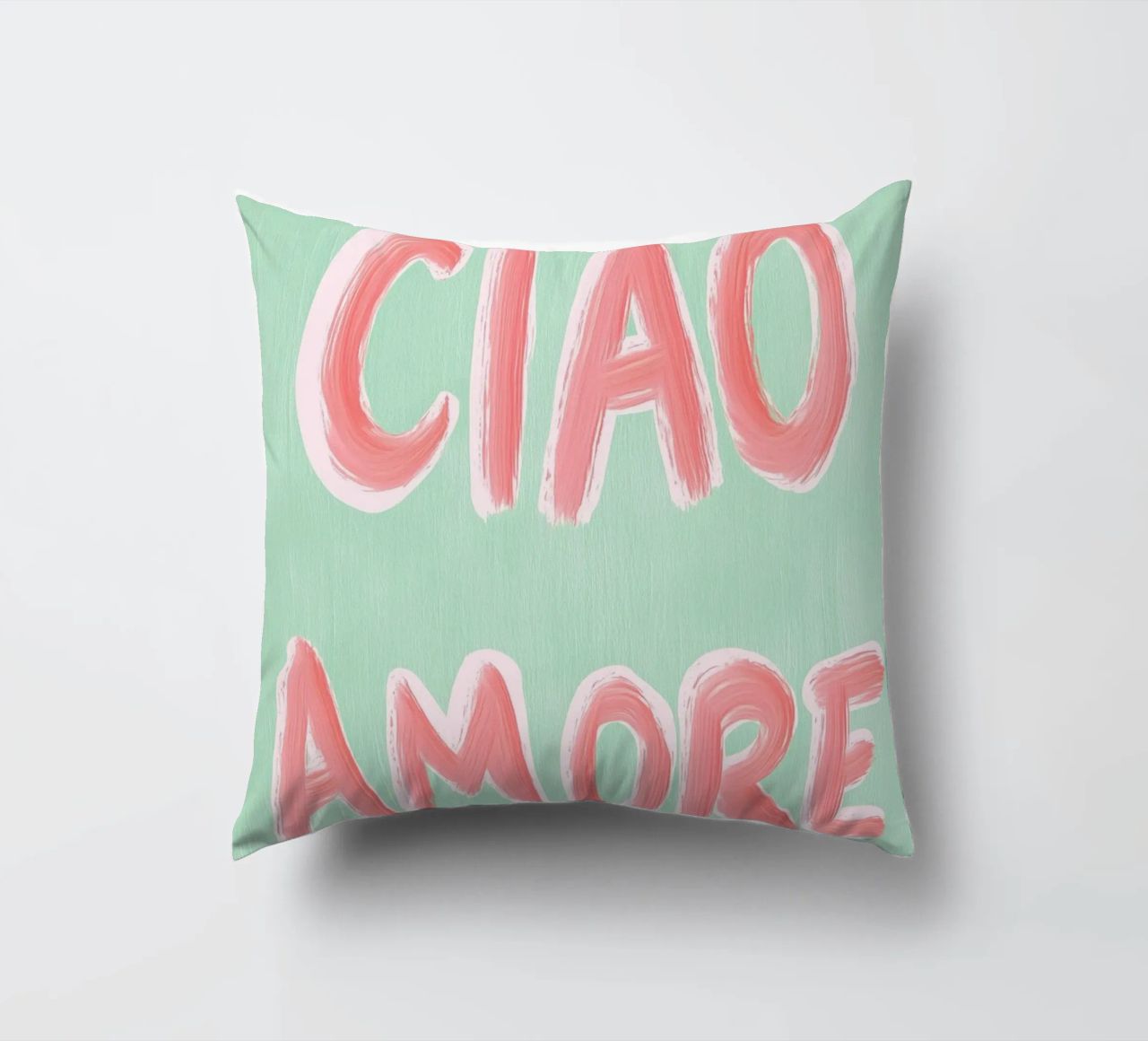Ciao Amore, rosa Liebe cuscino da Carinaprint
