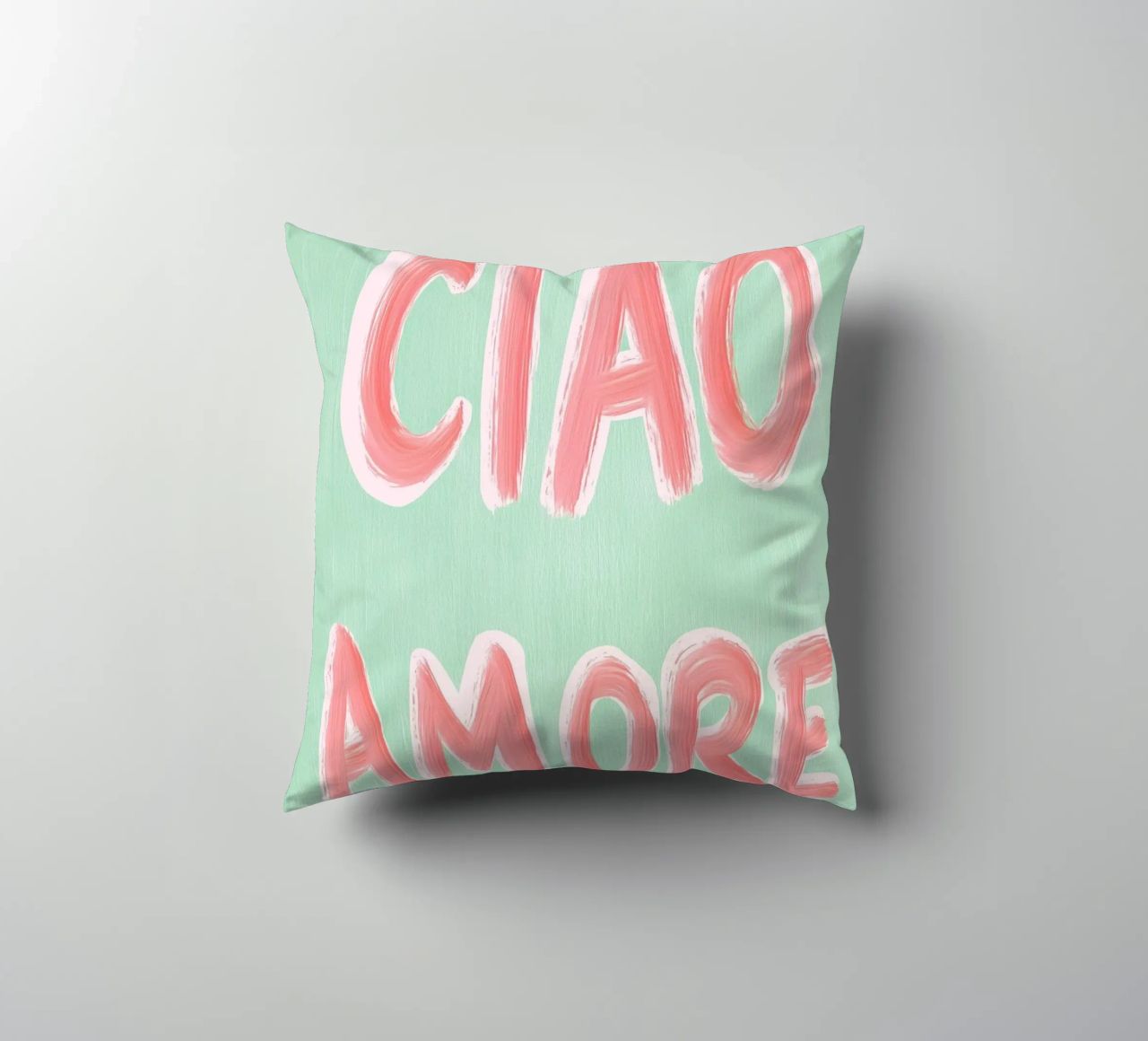 Ciao Amore, rosa Liebe cuscino da Carinaprint