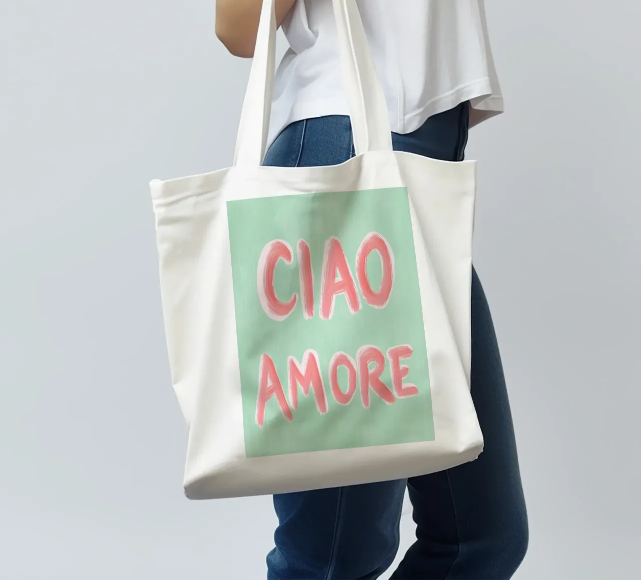 Ciao Amore, rosa Liebe borsa in juta da Carinaprint