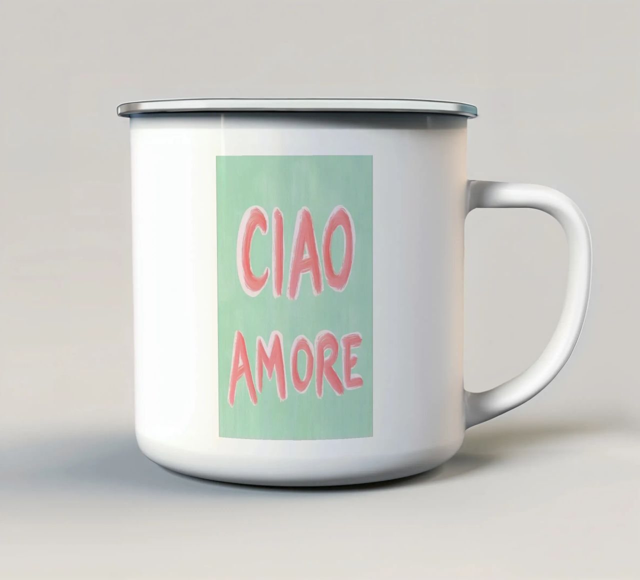 Ciao Amore, rosa Liebe tazza in smalto da Carinaprint