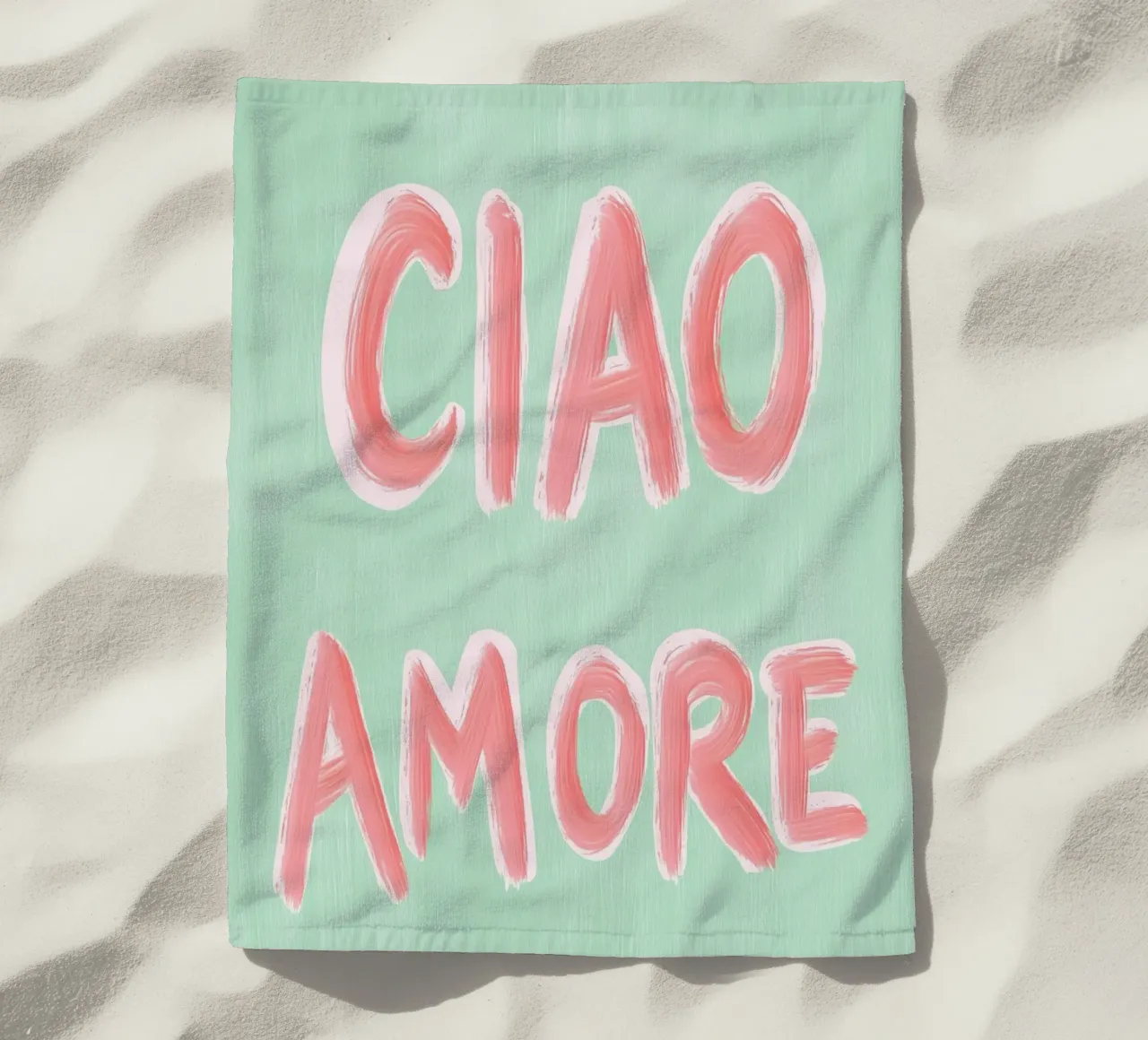 Ciao Amore, rosa Liebe telo mare da Carinaprint