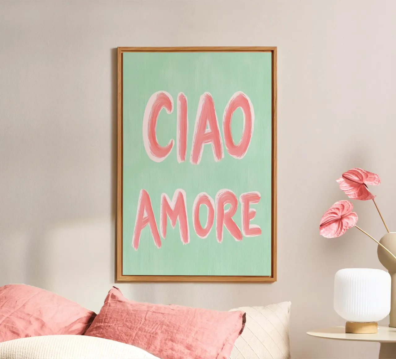 Ciao Amore, rosa Liebe alluminio dibond da Carinaprint