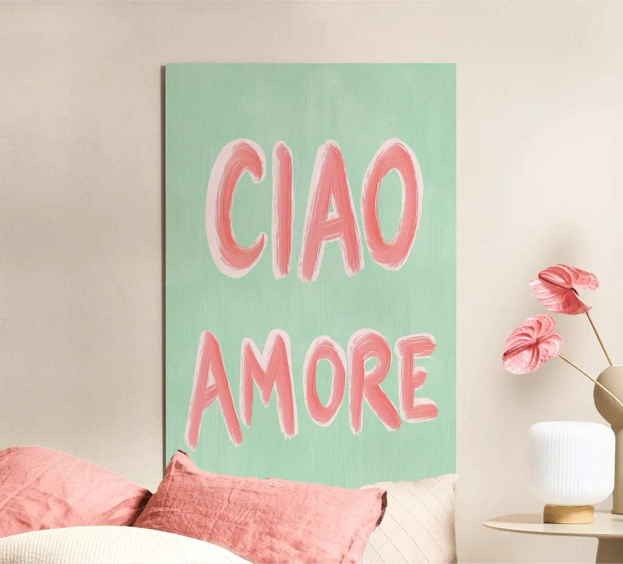 Ciao Amore, rosa Liebe alluminio dibond da Carinaprint