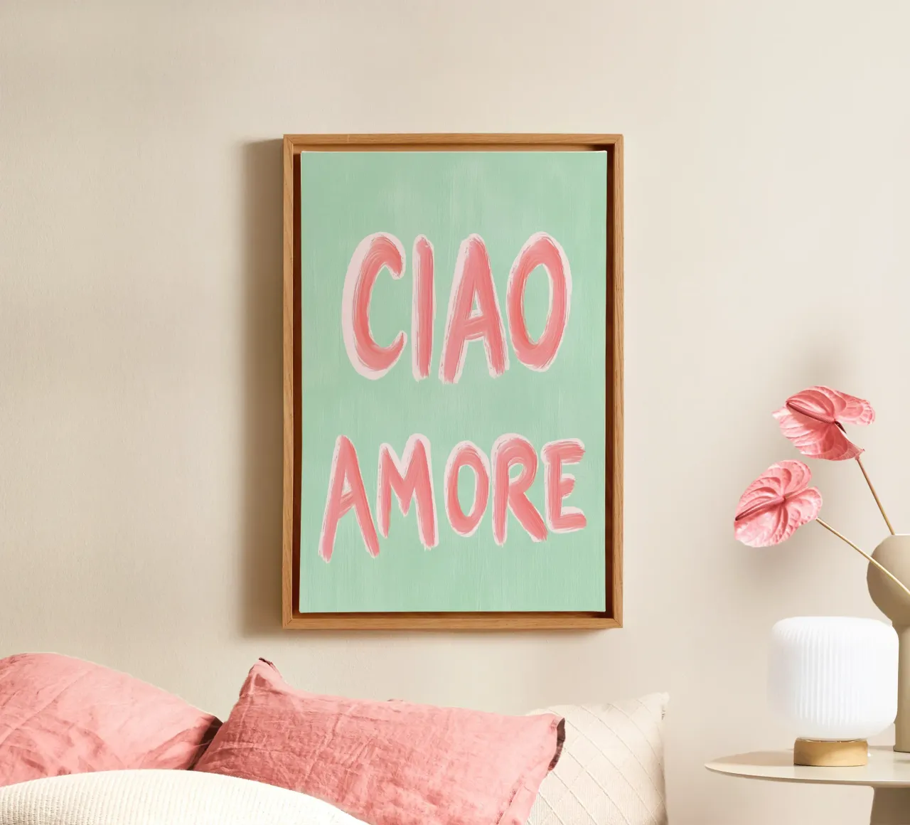 Ciao Amore, rosa Liebe tela da Carinaprint