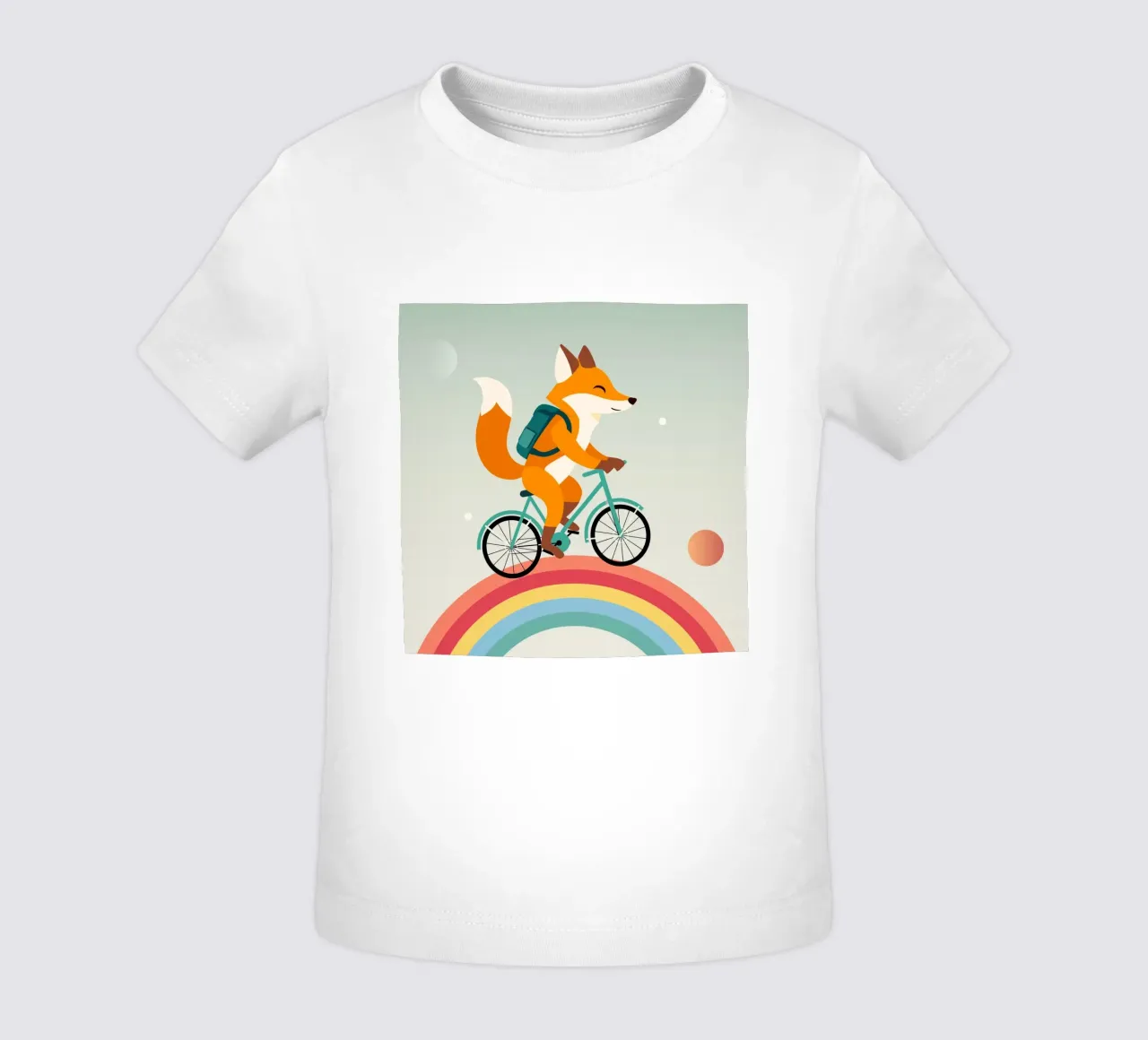 Volpe allegra in bicicletta sull'arcobaleno maglietta neonato da namosh