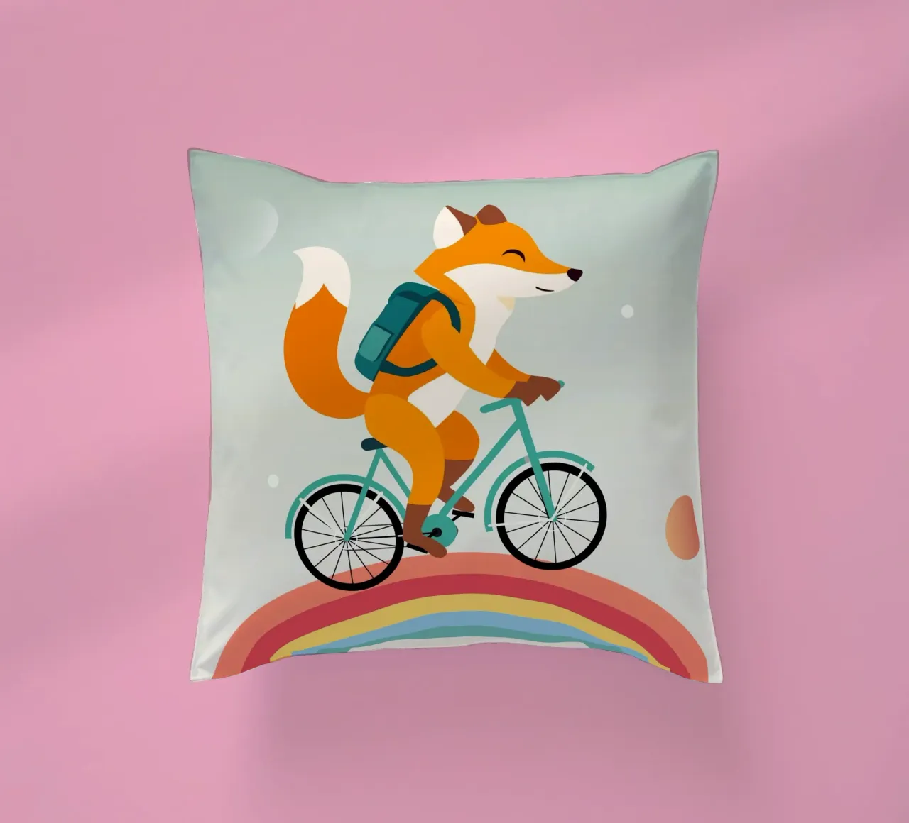 Volpe allegra in bicicletta sull'arcobaleno cuscino da namosh