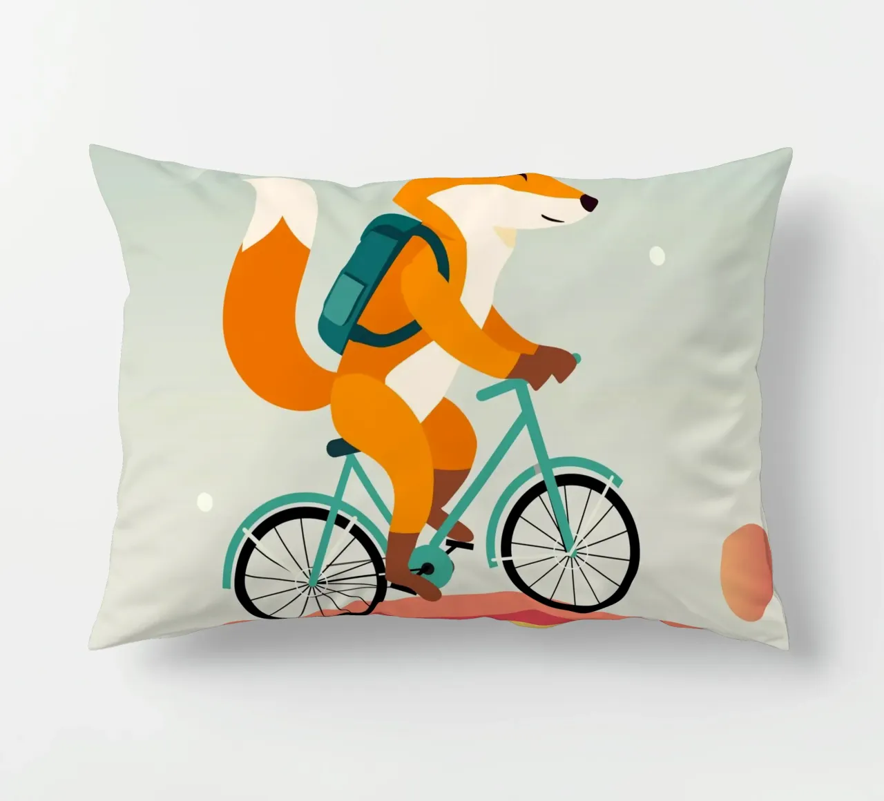 Volpe allegra in bicicletta sull'arcobaleno cuscino da namosh