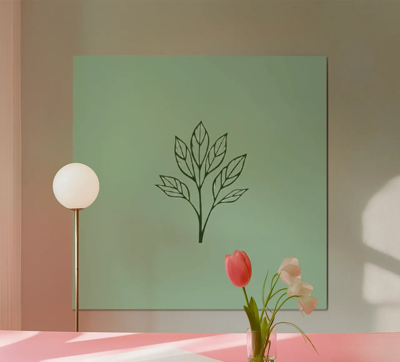 A stylized green leaf design with detailed shapes showcasing hahnemühle by DesignDoodle