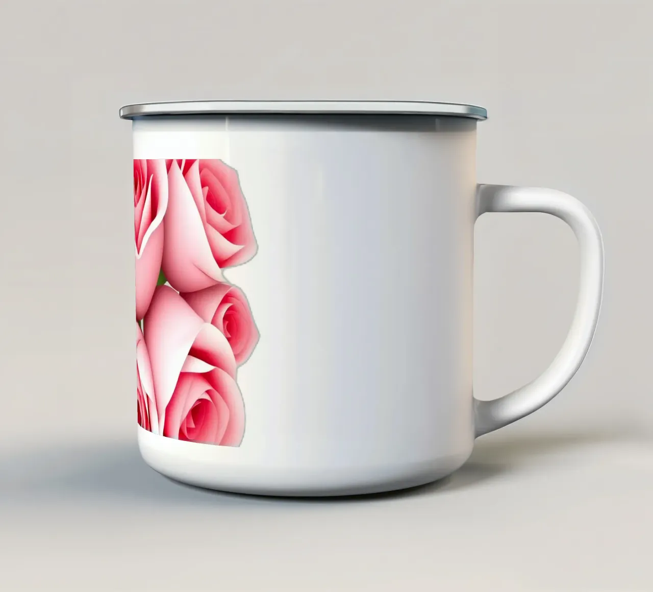 Un bouquet di rose rosa splendidamente composto tazza in smalto da DesignDoodle
