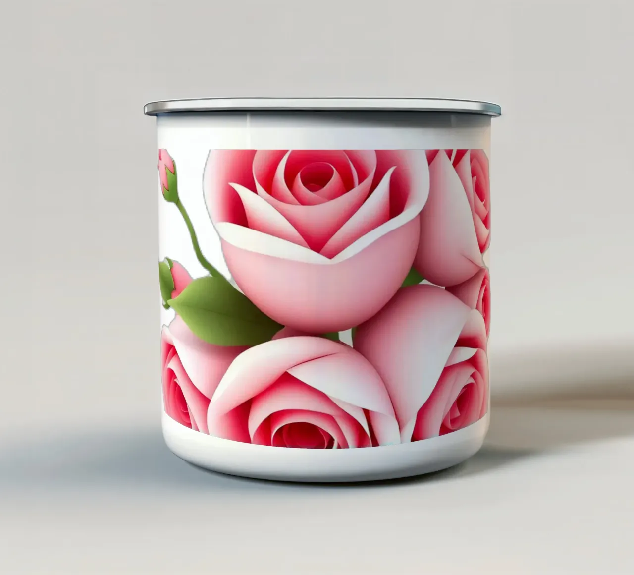 Un bouquet di rose rosa splendidamente composto tazza in smalto da DesignDoodle