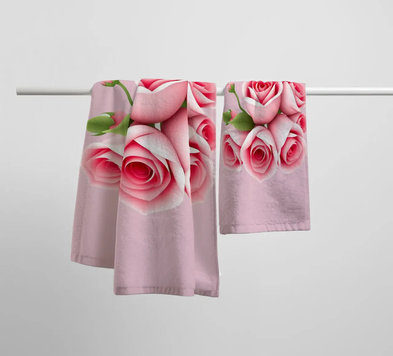 Ein wunderschön arrangierter Blumenstrauß aus rosa Rosen Handtuch von DesignDoodle