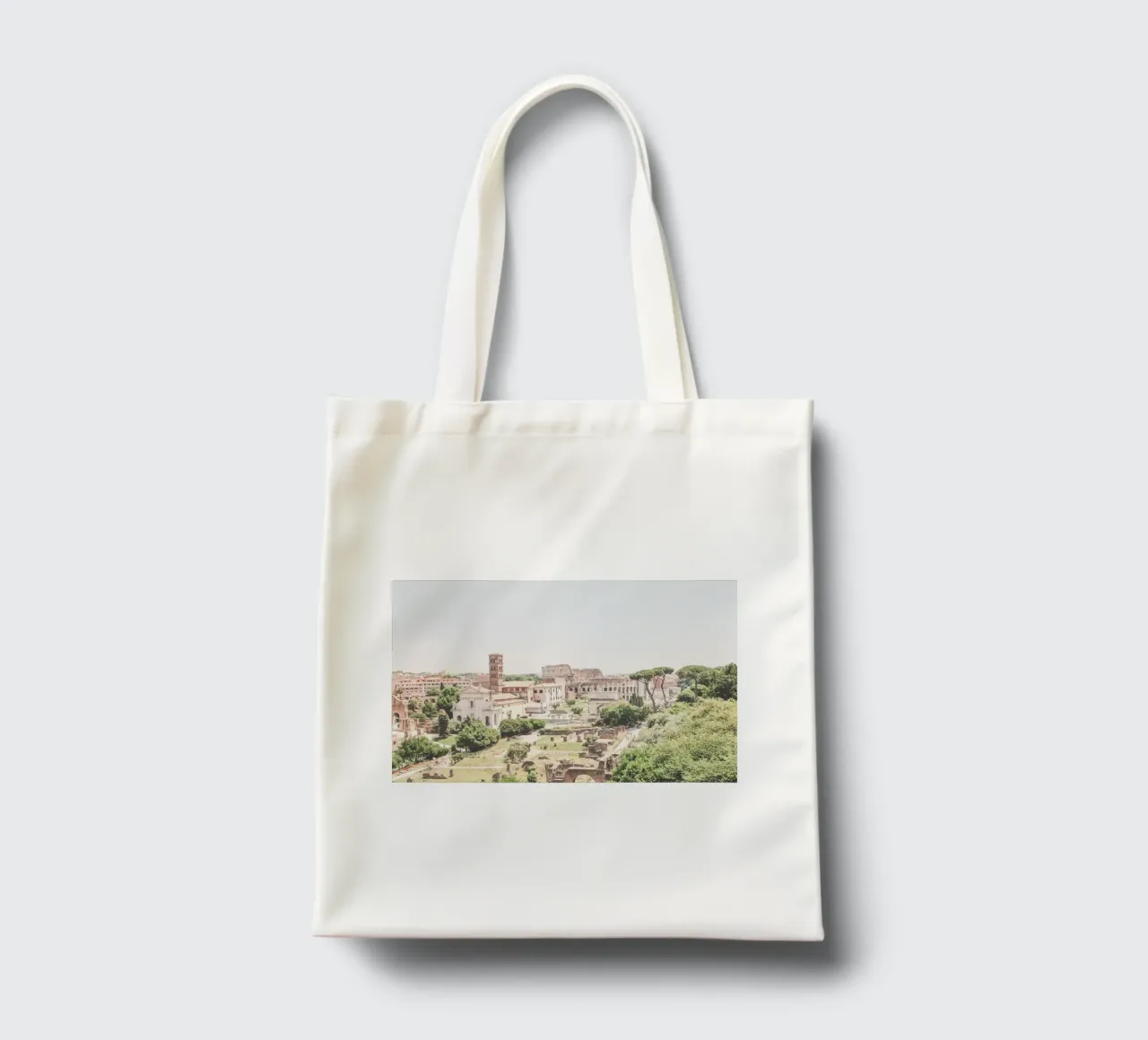 Rome, Italie I Vue panorama du forum romain avec le Colisée tote bag de Julie Travel Photography