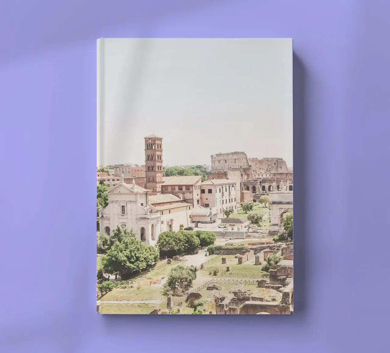 Rome, Italy I Panoramic view of the Roman Forum with the Colosseum notebook by Julie Travel Photography