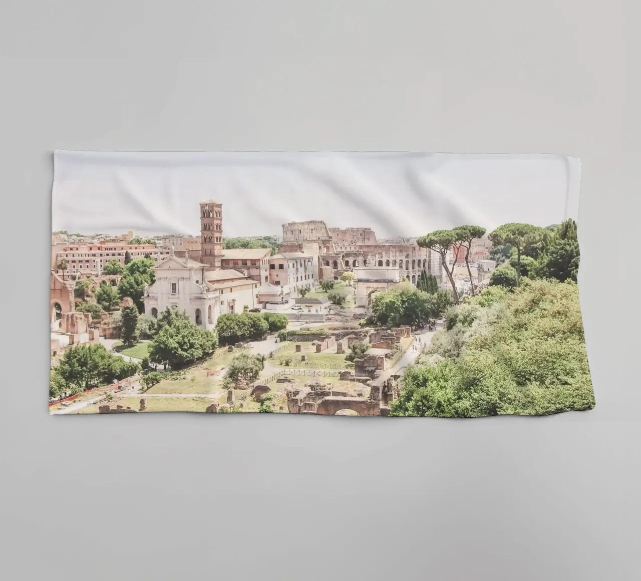 Rome, Italy I Panoramic view of the Roman Forum with the Colosseum towel by Julie Travel Photography