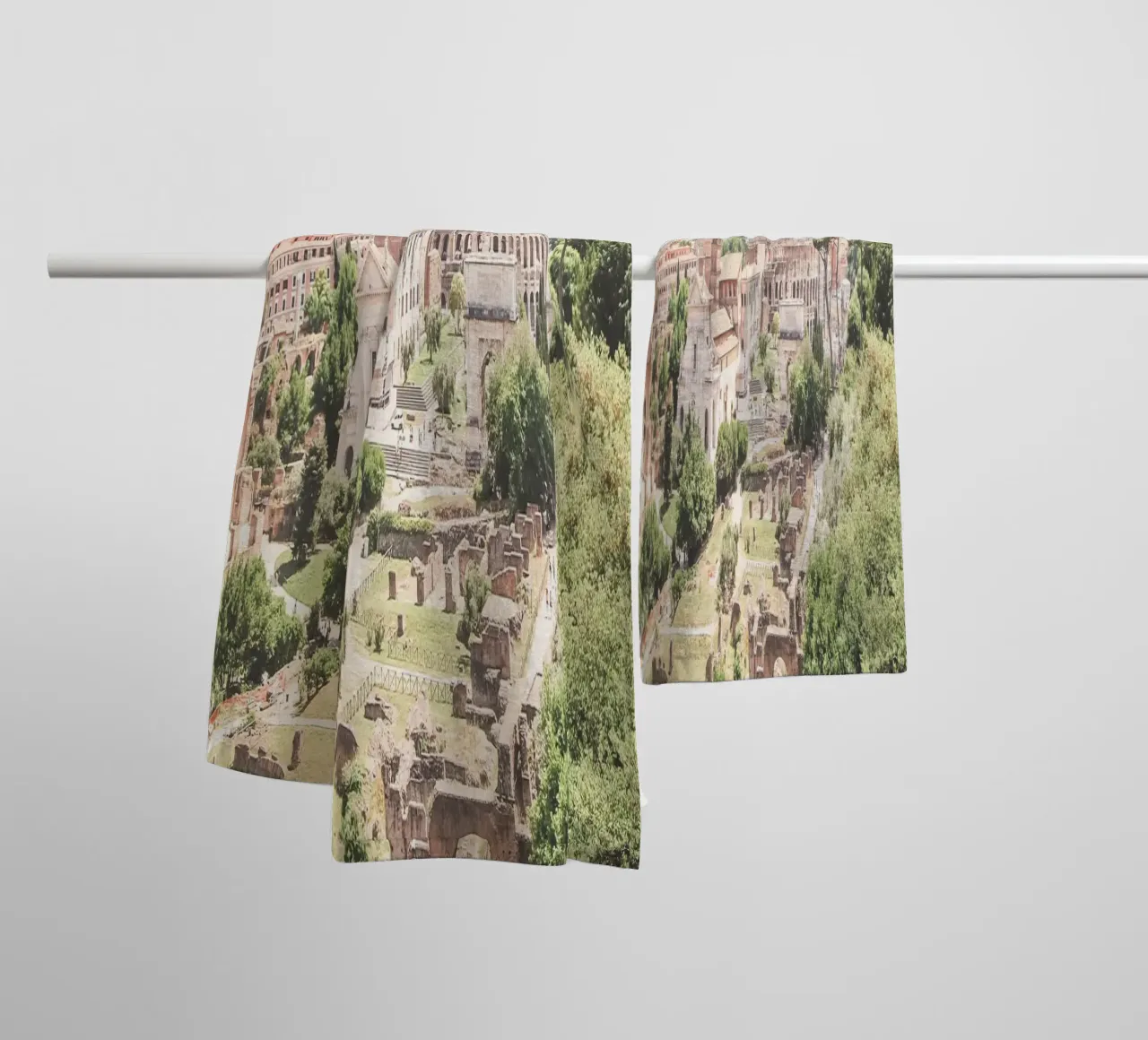 Rome, Italy I Panoramic view of the Roman Forum with the Colosseum towel by Julie Travel Photography