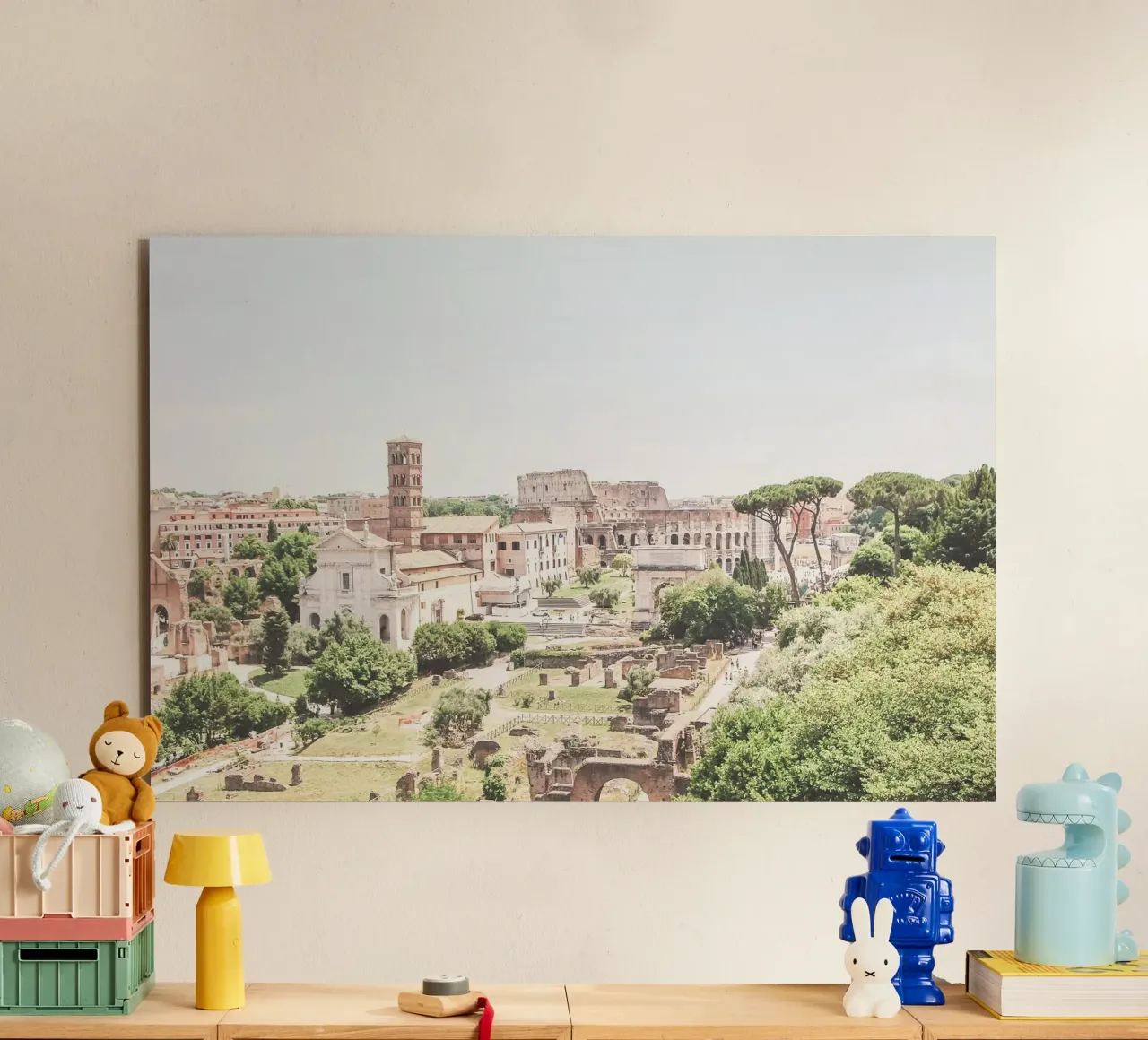 Rome, Italy I Panoramic view of the Roman Forum with the Colosseum forex plate by Julie Travel Photography