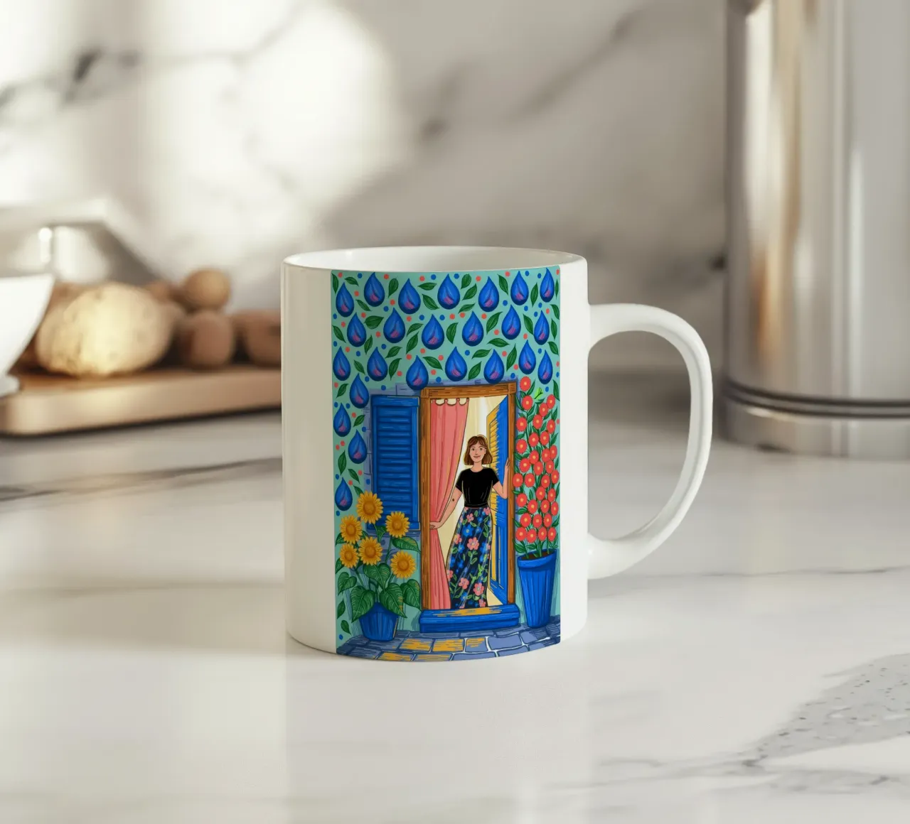 Riflesso vibrante della porta tazza in ceramica da Murni Strokes