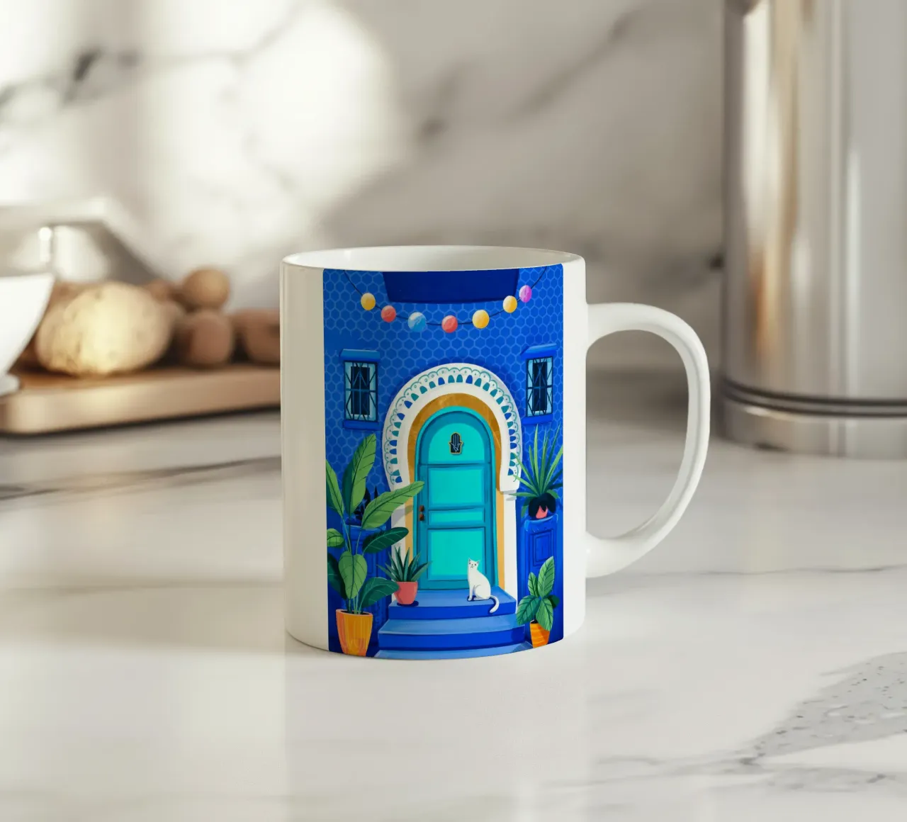 Ingresso blu tranquillo tazza in ceramica da Murni Strokes