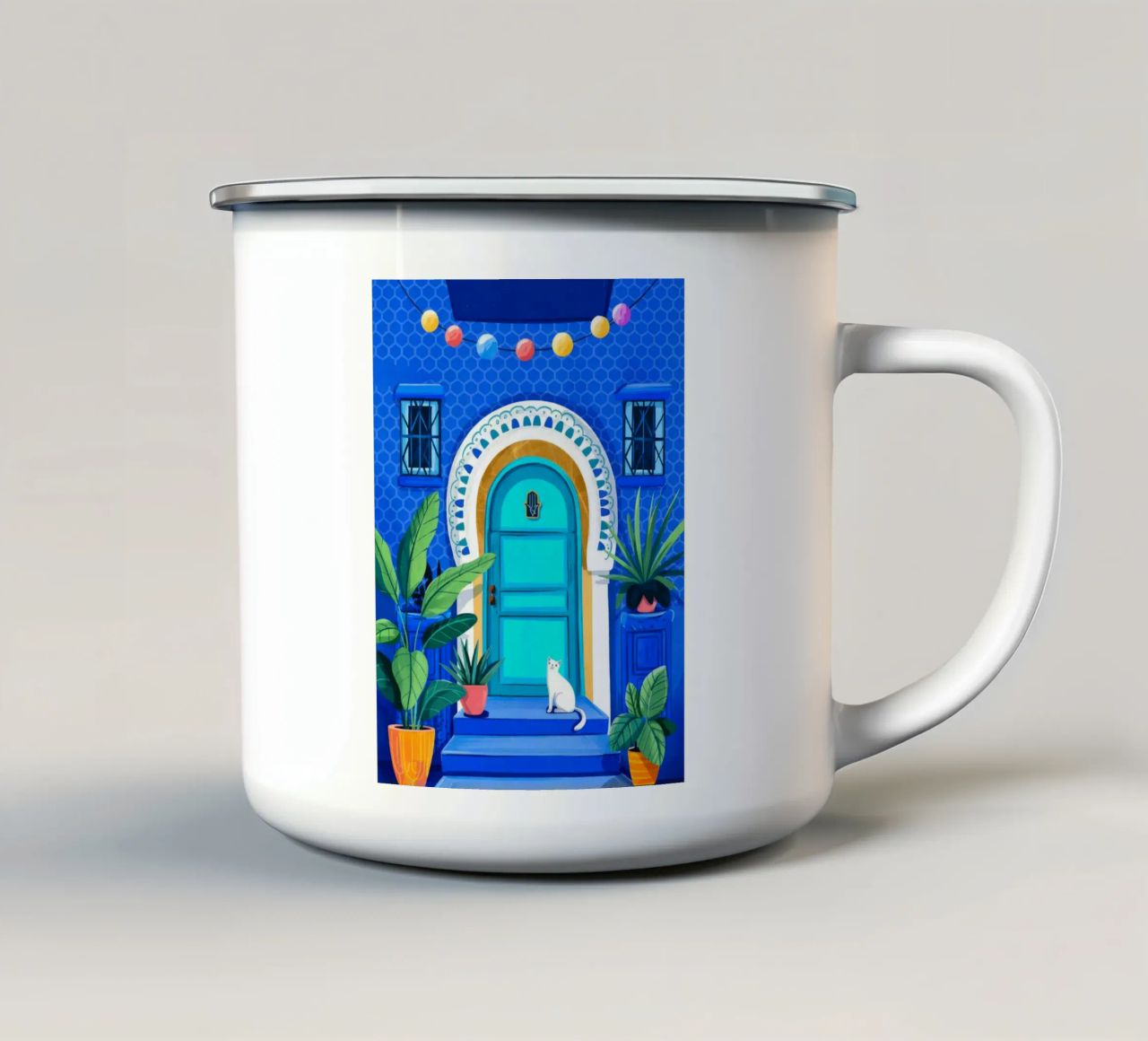 Ingresso blu tranquillo tazza in smalto da Murni Strokes