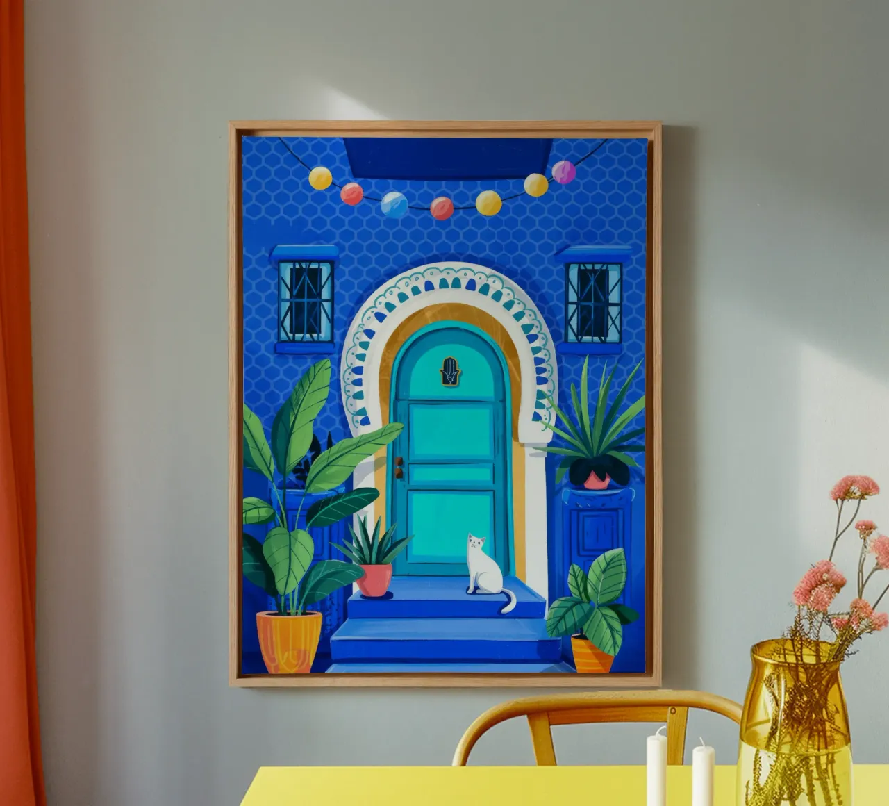 Rustige blauwe entree canvas met Baklijst van Murni Strokes