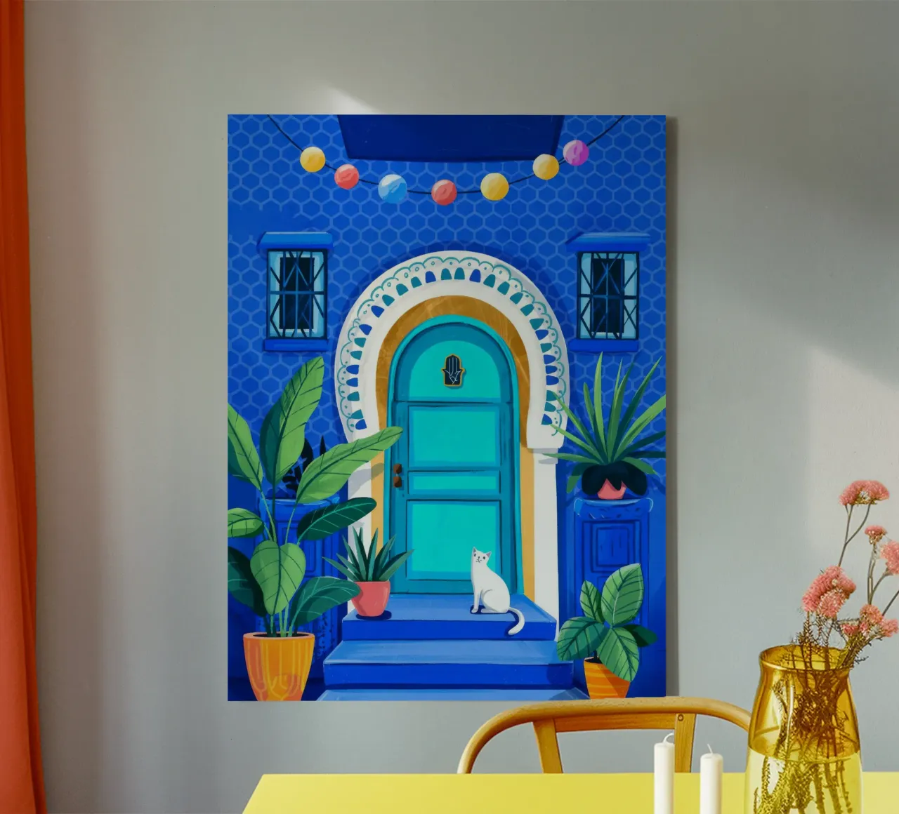 Rustige blauwe entree canvas met Baklijst van Murni Strokes