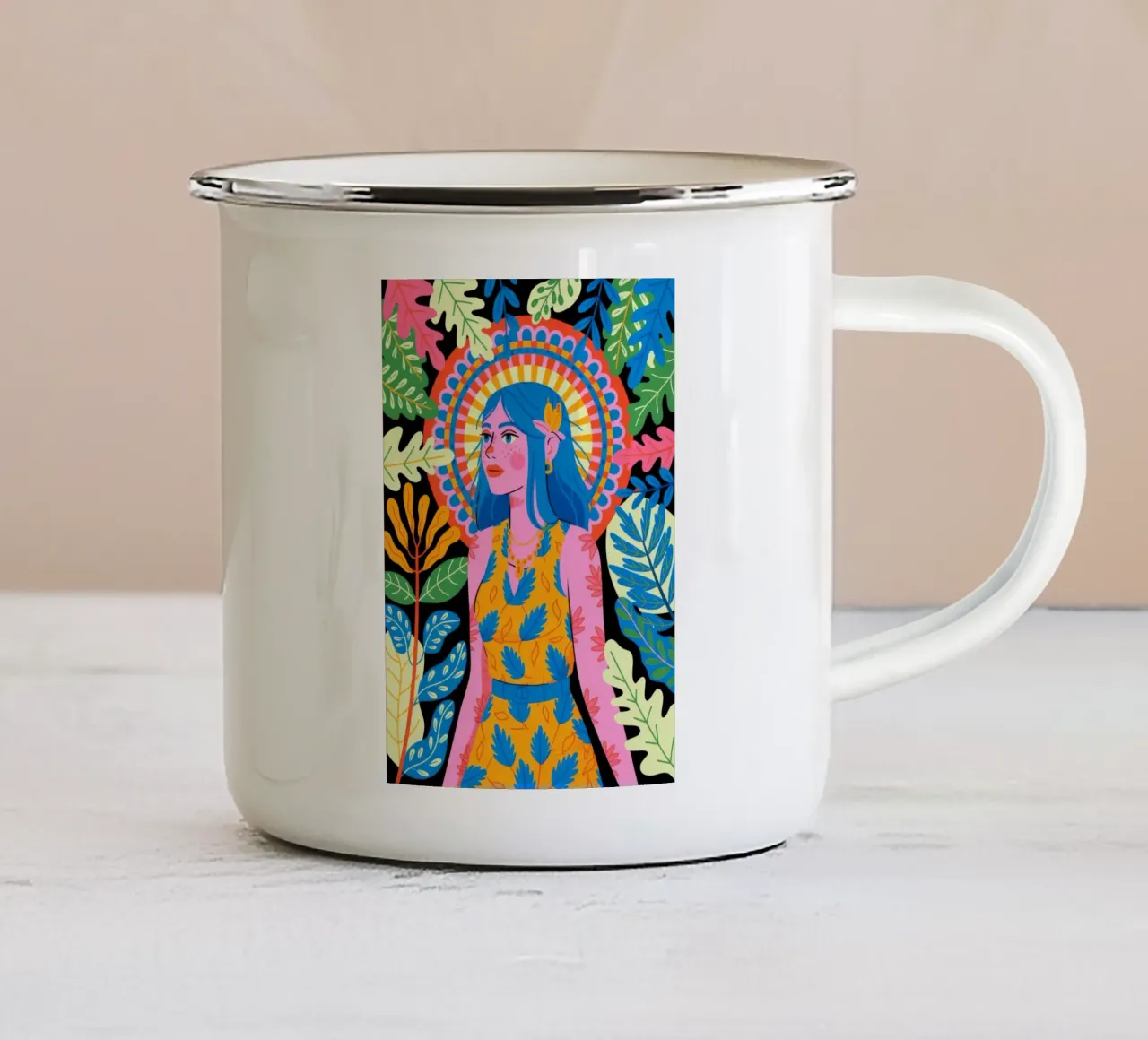 Aura floreale radiosa tazza in smalto da Murni Strokes