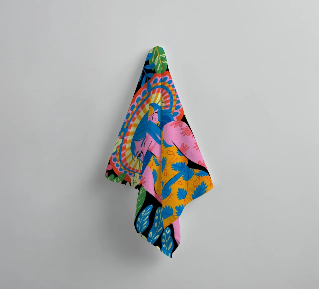 Stralende bloemen aura badhanddoek van Murni Strokes