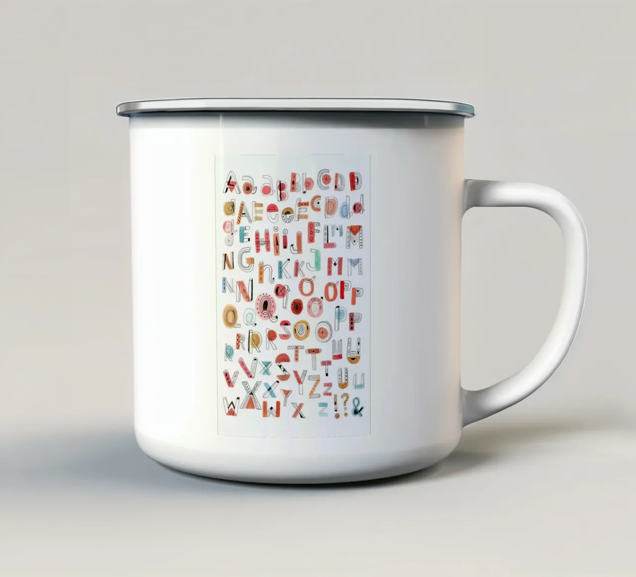 Alphabet Soup tazza in smalto da Little Flourishes