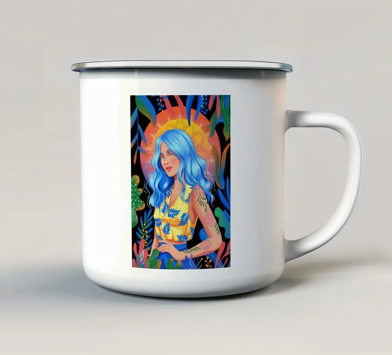 Onde blu mistiche tazza in smalto da Murni Strokes