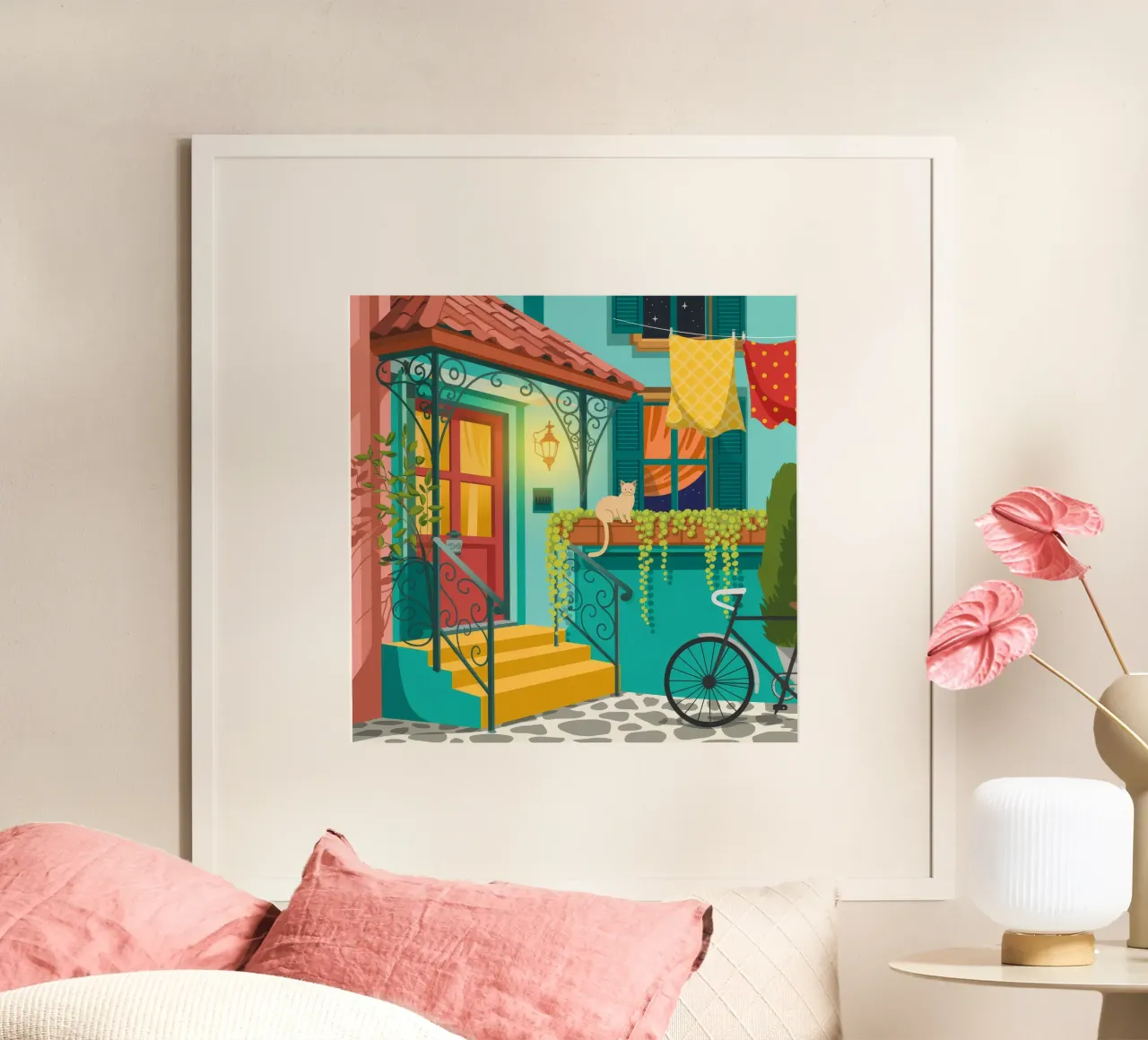Accogliente fuga nel cortile poster da Murni Strokes