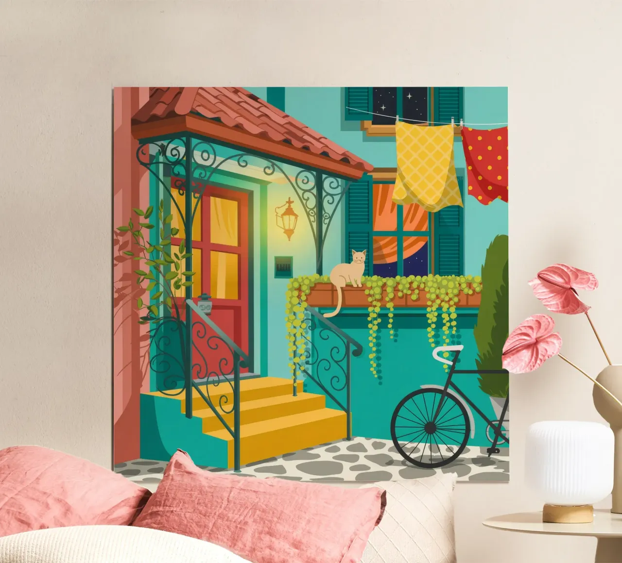 Accogliente fuga nel cortile poster da Murni Strokes