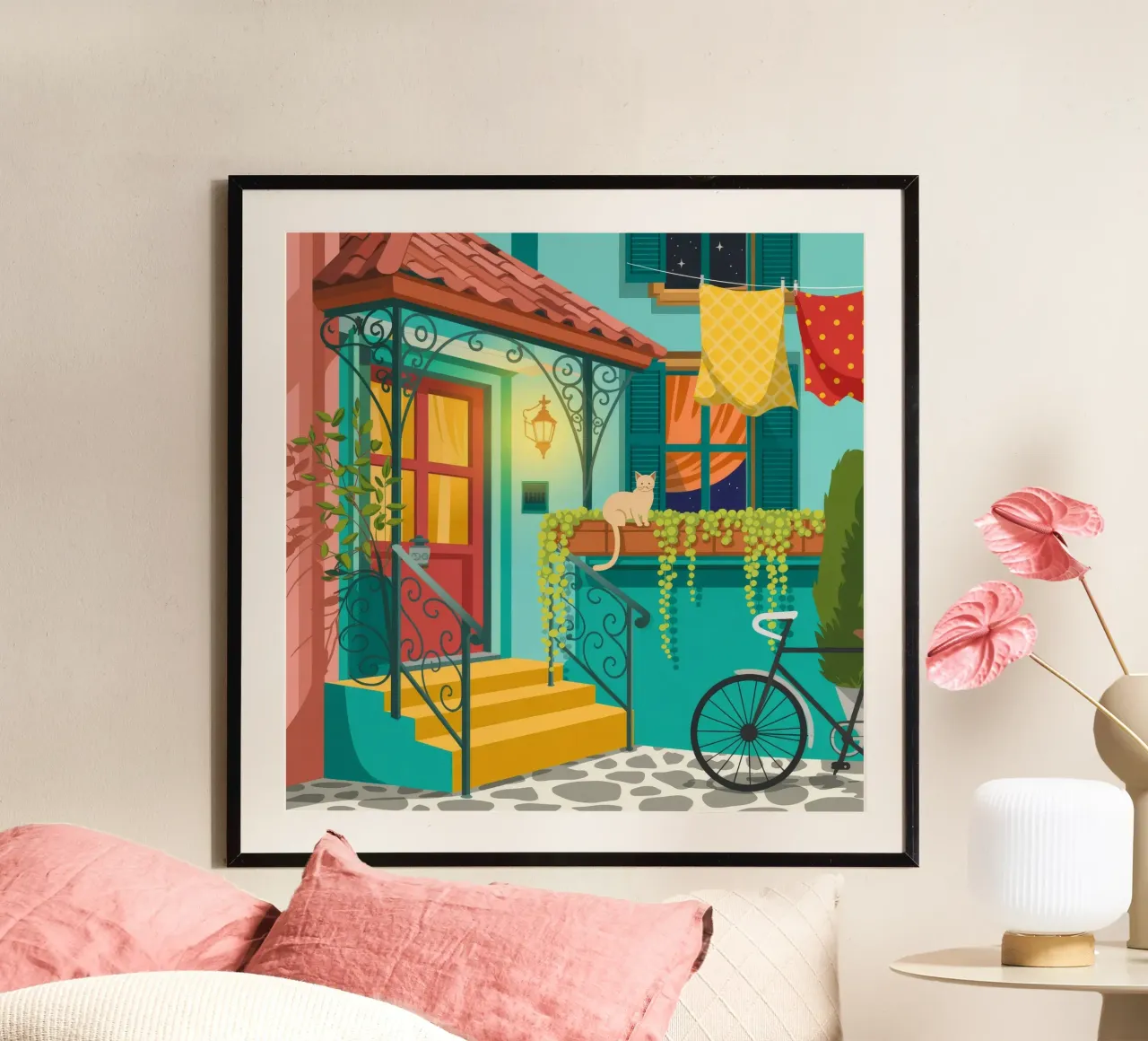Accogliente fuga nel cortile poster da Murni Strokes