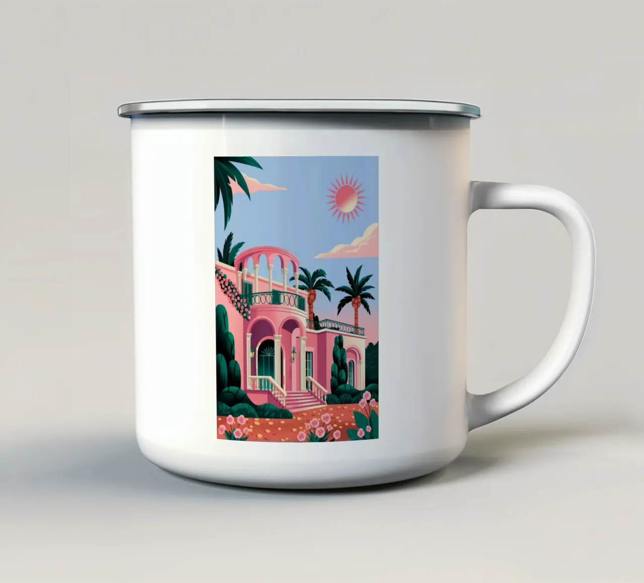 Villa Paradiso Rosa tazza in smalto da Murni Strokes