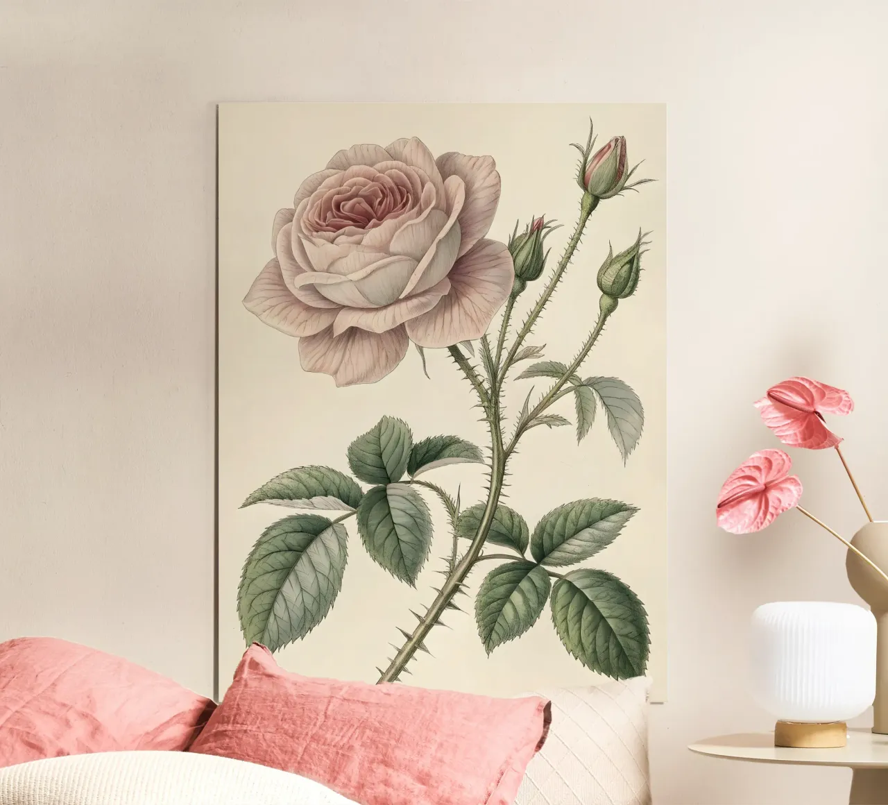 Studio botanico di una rosa vintage carta hahnemühle da Artistic-shop