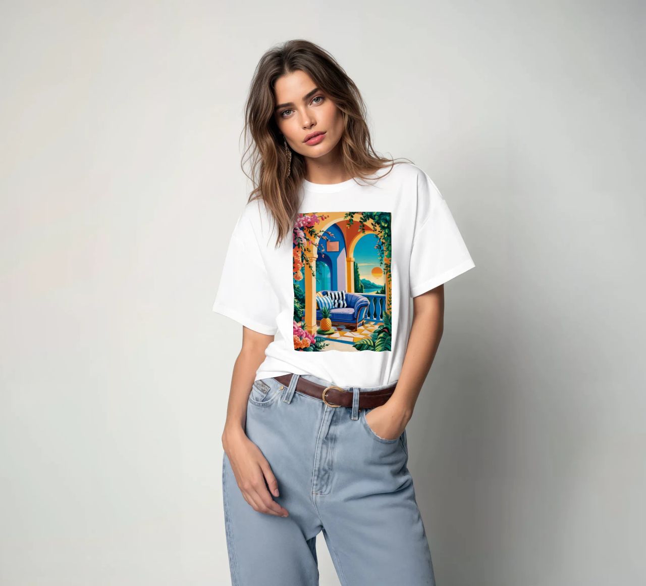 Vue sur l'arcade sereine t-shirt de Murni Strokes