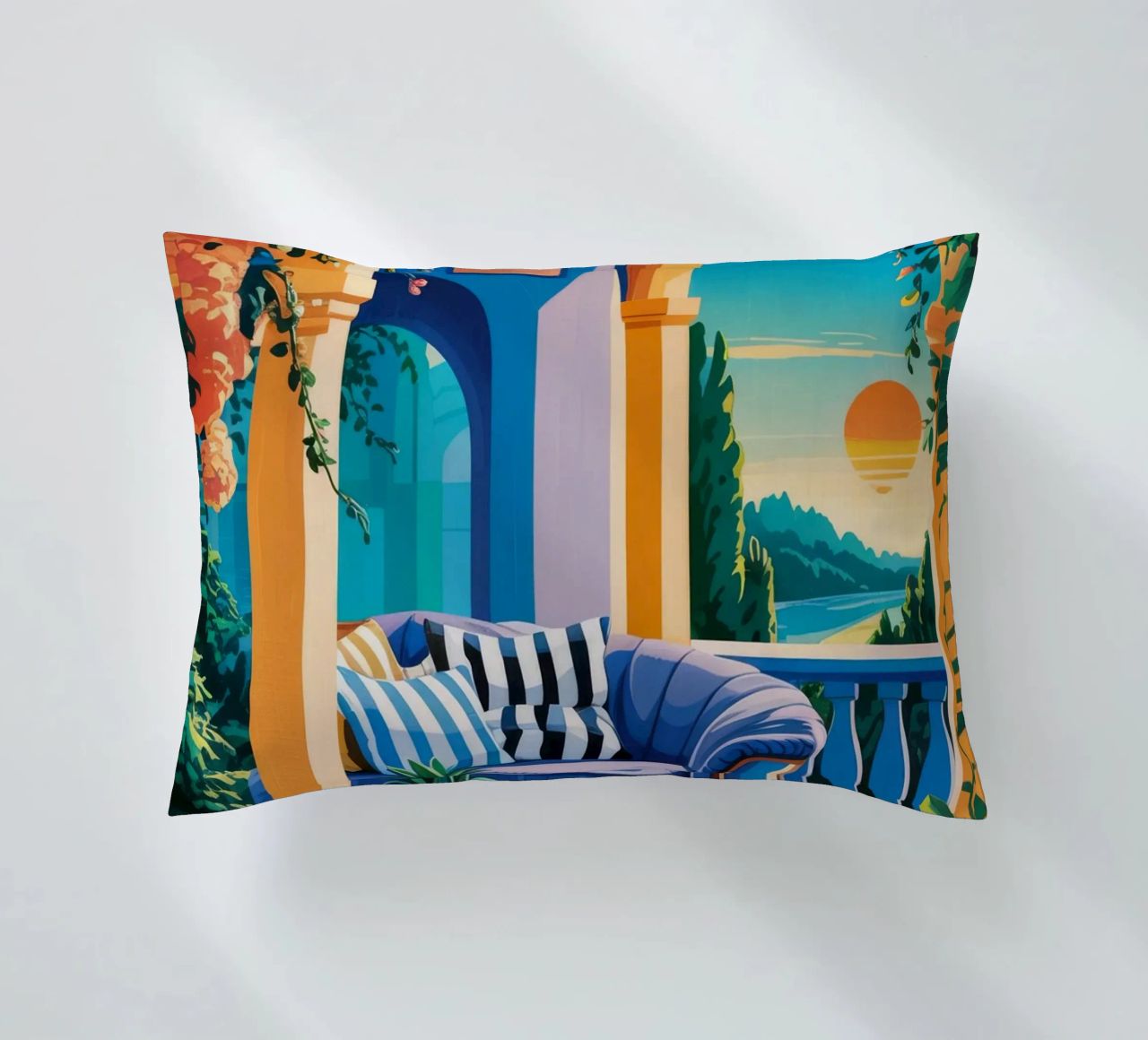 Vue sur l'arcade sereine coussin de Murni Strokes