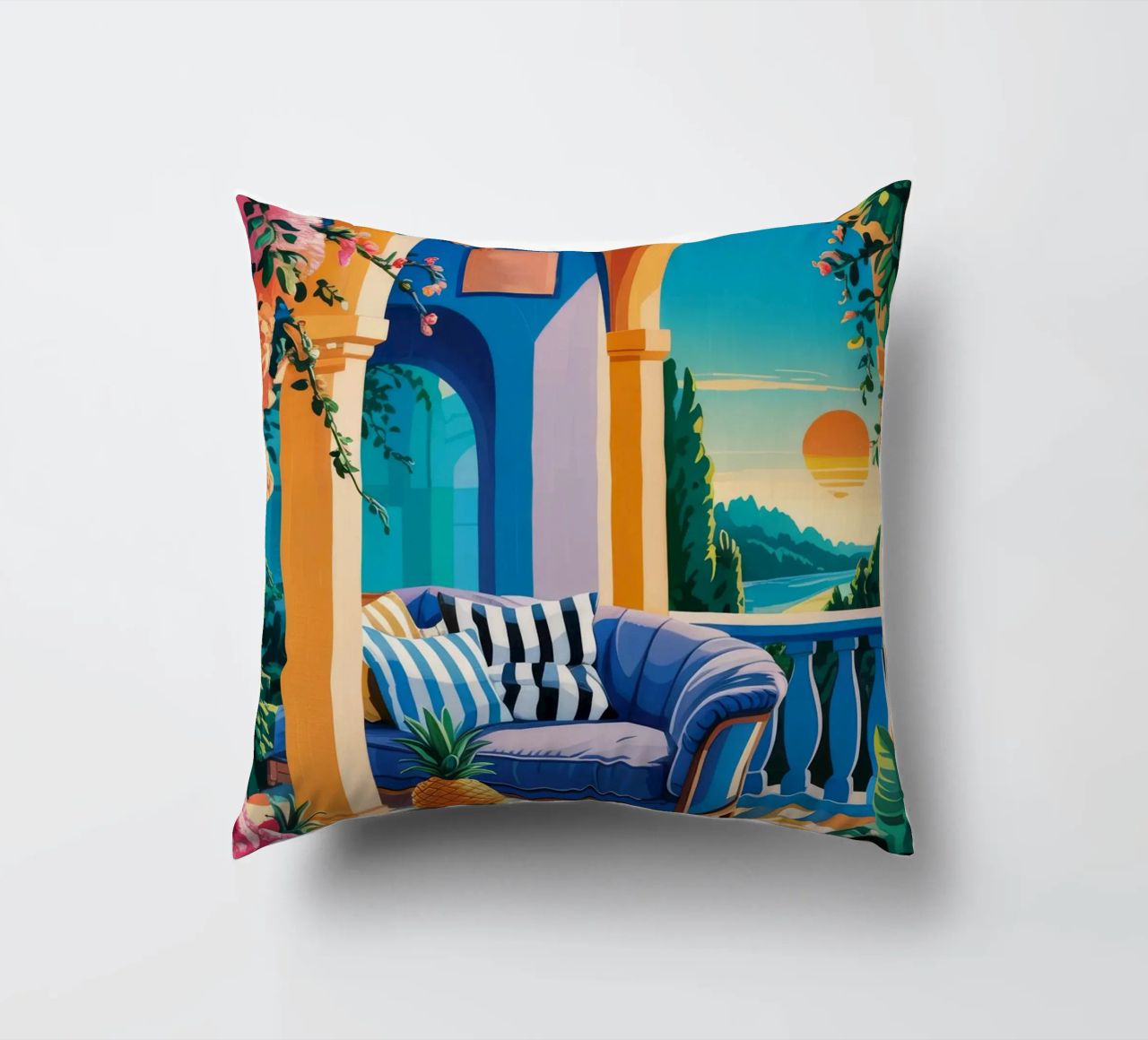 Vue sur l'arcade sereine coussin de Murni Strokes