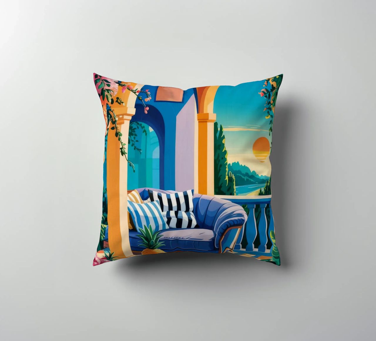 Vue sur l'arcade sereine coussin de Murni Strokes