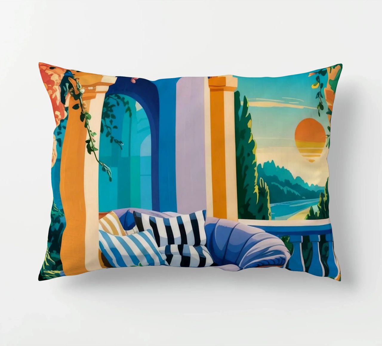 Vue sur l'arcade sereine coussin de Murni Strokes