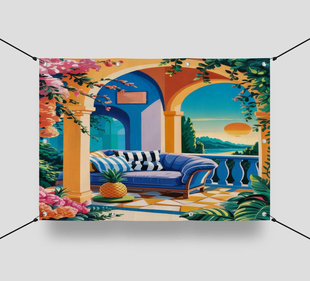 Vue sur l'arcade sereine bâche pvc de Murni Strokes