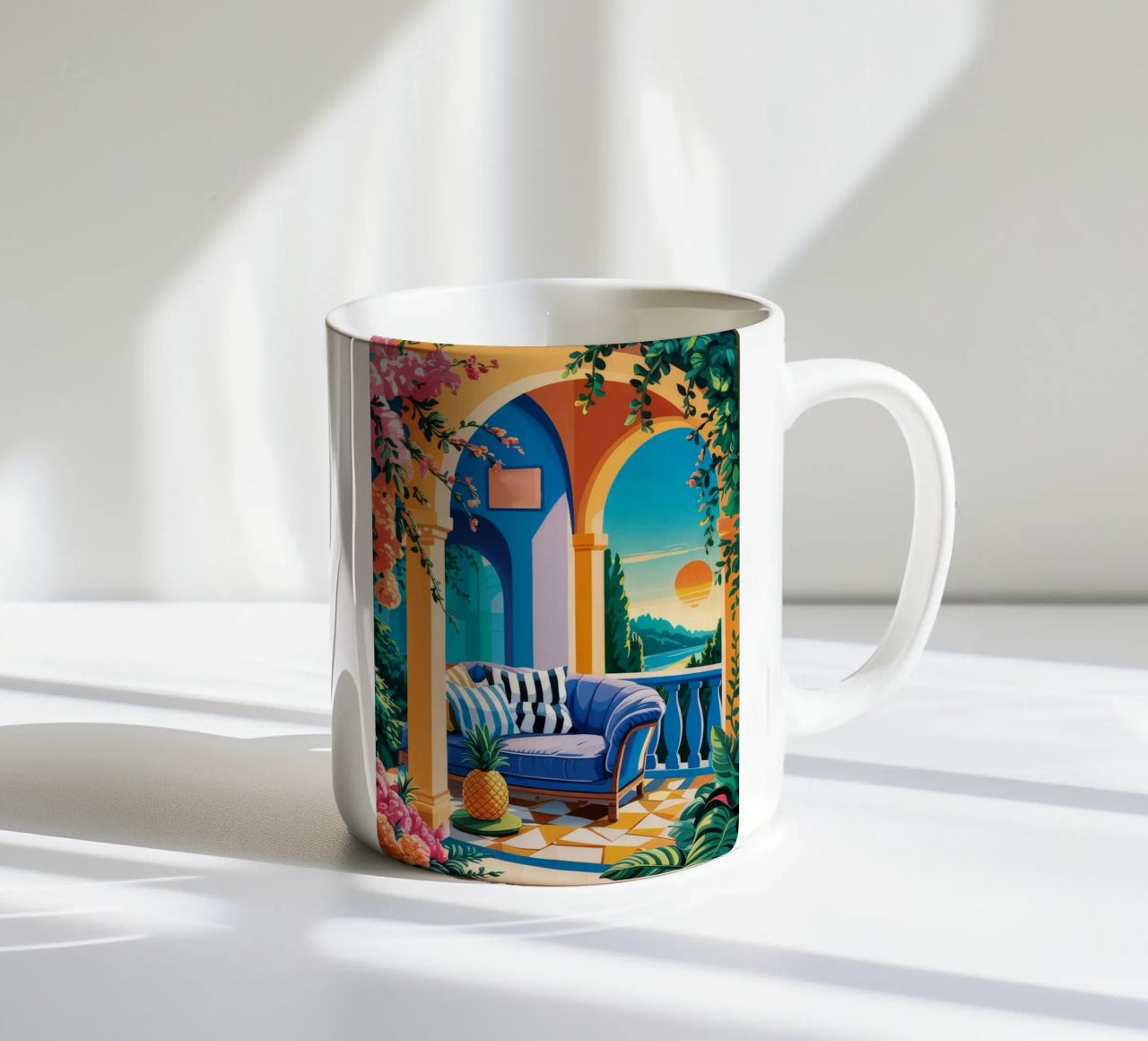 Vue sur l'arcade sereine mug en céramique de Murni Strokes