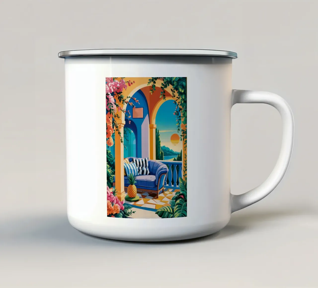 Serena vista del arco taza de esmalte de Murni Strokes